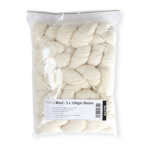 100% WOOL YARN 4-PLY (100 g - unbleached)